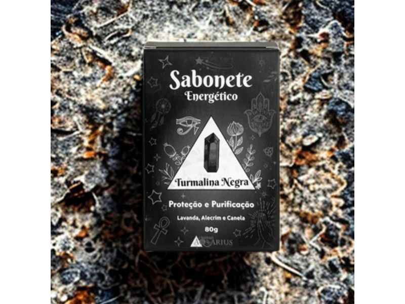Sabonete Energético Turmalina Negra – Proteção & Purificação – Lavanda, Alecrim e Canela